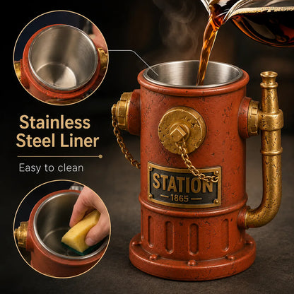 ⏳ Last Day 49% OFF – 🚒 Vintage Fire Hydrant Coffee Mug | Unique Firehouse-Inspired Design With Stainless Steel Liner & Pipe Handle For Firefighters, Collectors & Coffee Lovers ☕