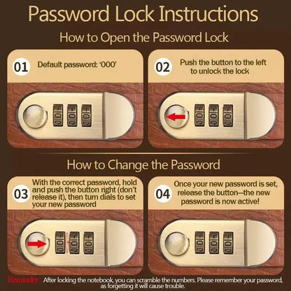 A6 savings notebook,3-Digit Resettable Password Lock