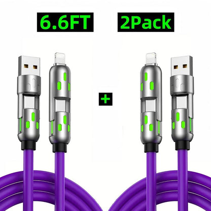 🔌 4-in-1 65W Fast Charging USB Cable, 6.6FT Multi Device Charging Cord 2 Pack