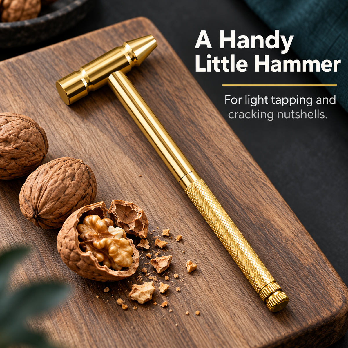 ✨ Golden Portable Multi-Tool Hammer with Nested Screwdriver Bits, Knurled Non-Slip Grip Mini Repair Hand Tool