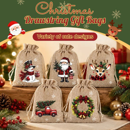 🎄pull, tie, and make every little gift feel more festive-Christmas Drawstring Gift Bags🎁
