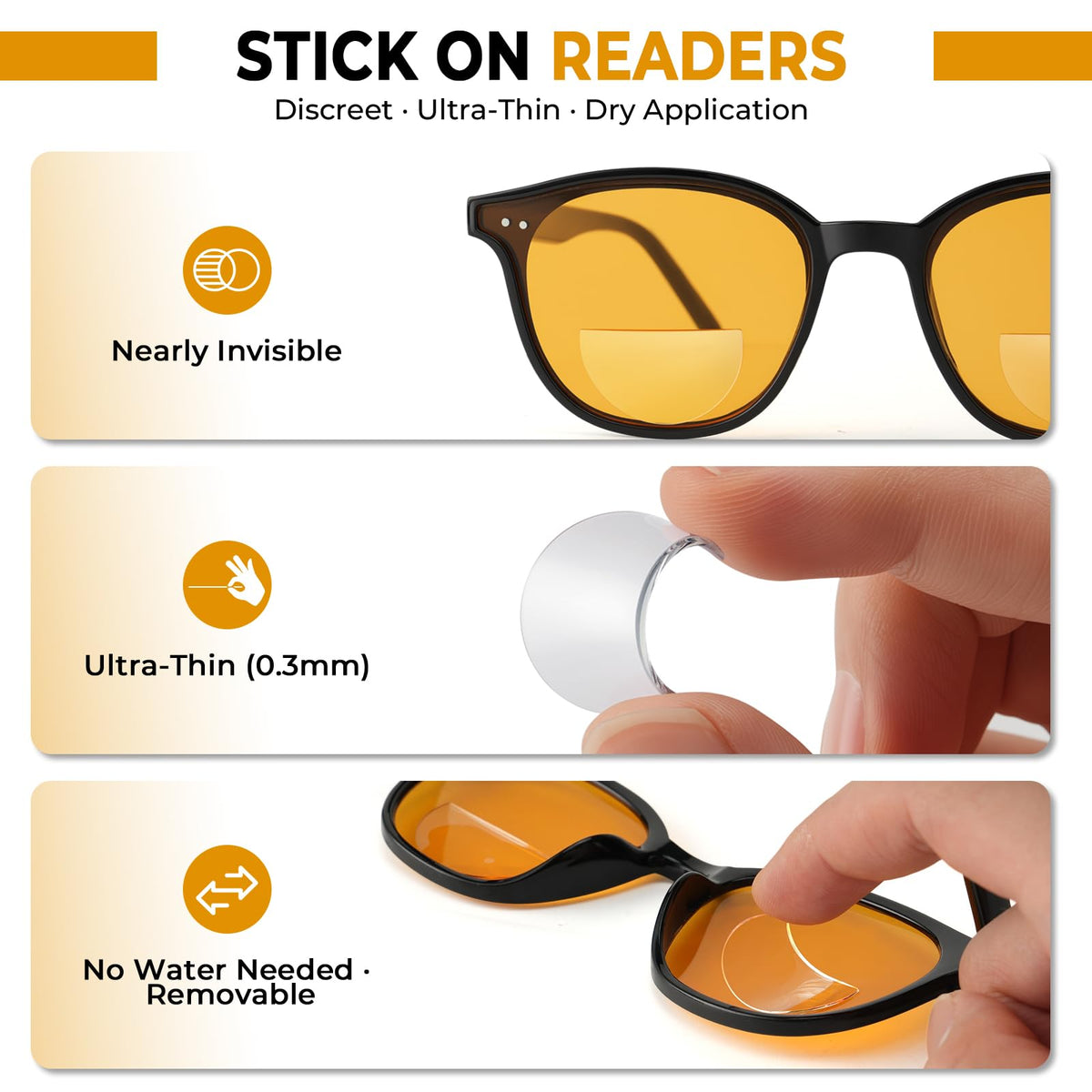 👓 Stick-On Vision Lenses – Reusable No-Glue SPH Inserts for Glasses