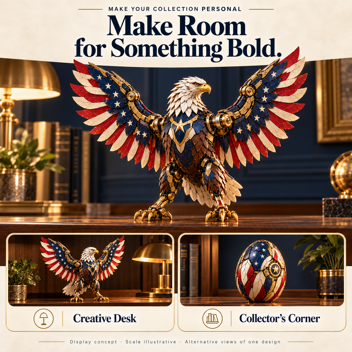 🔥LAST DAY 49% OFF -🦅 American Eagle Transforming Egg – Stars & Stripes Mechanical Figure with Bold Wing Details