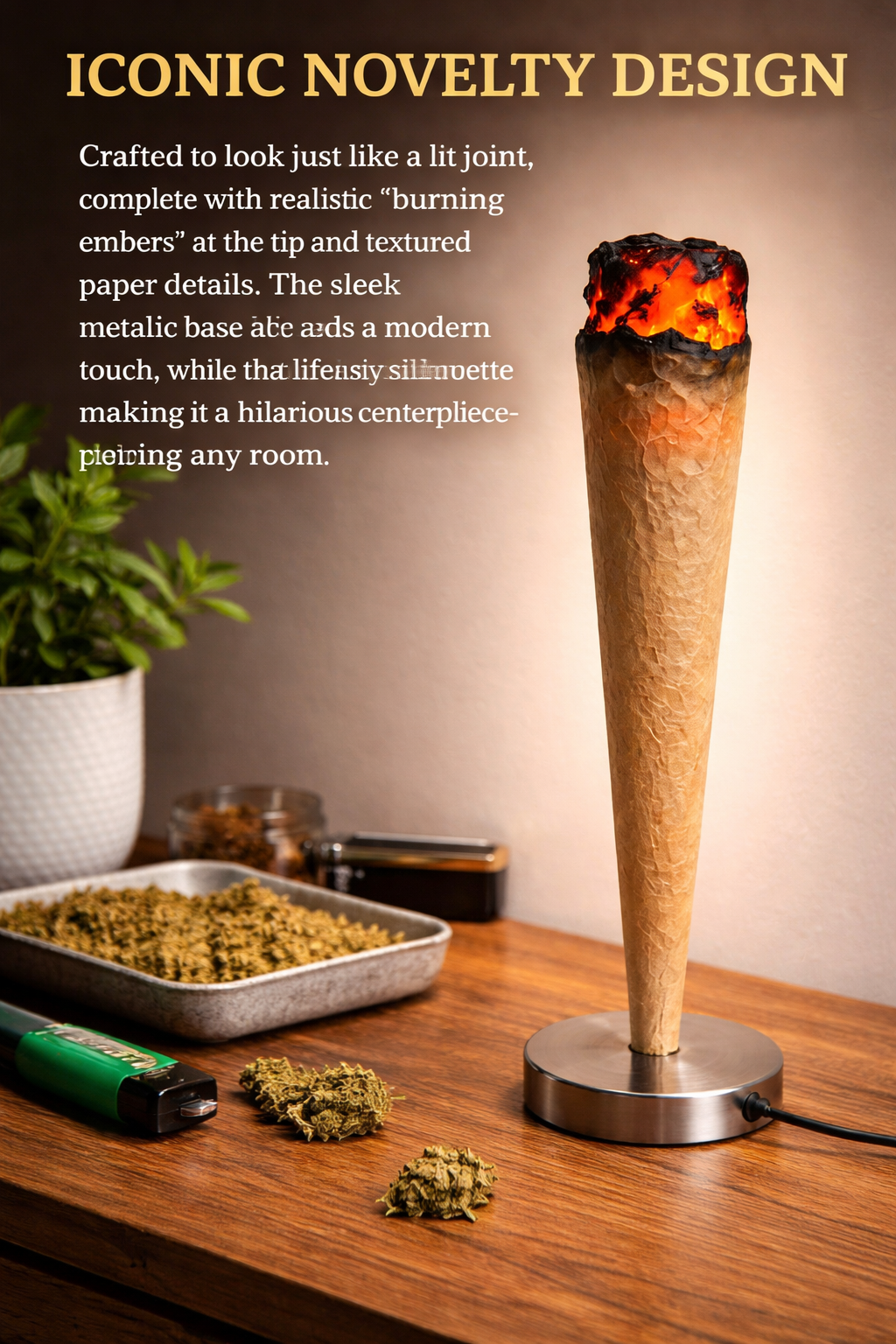 ✨ THE JOINT LAMP | 16" Novelty LED Table Lamp