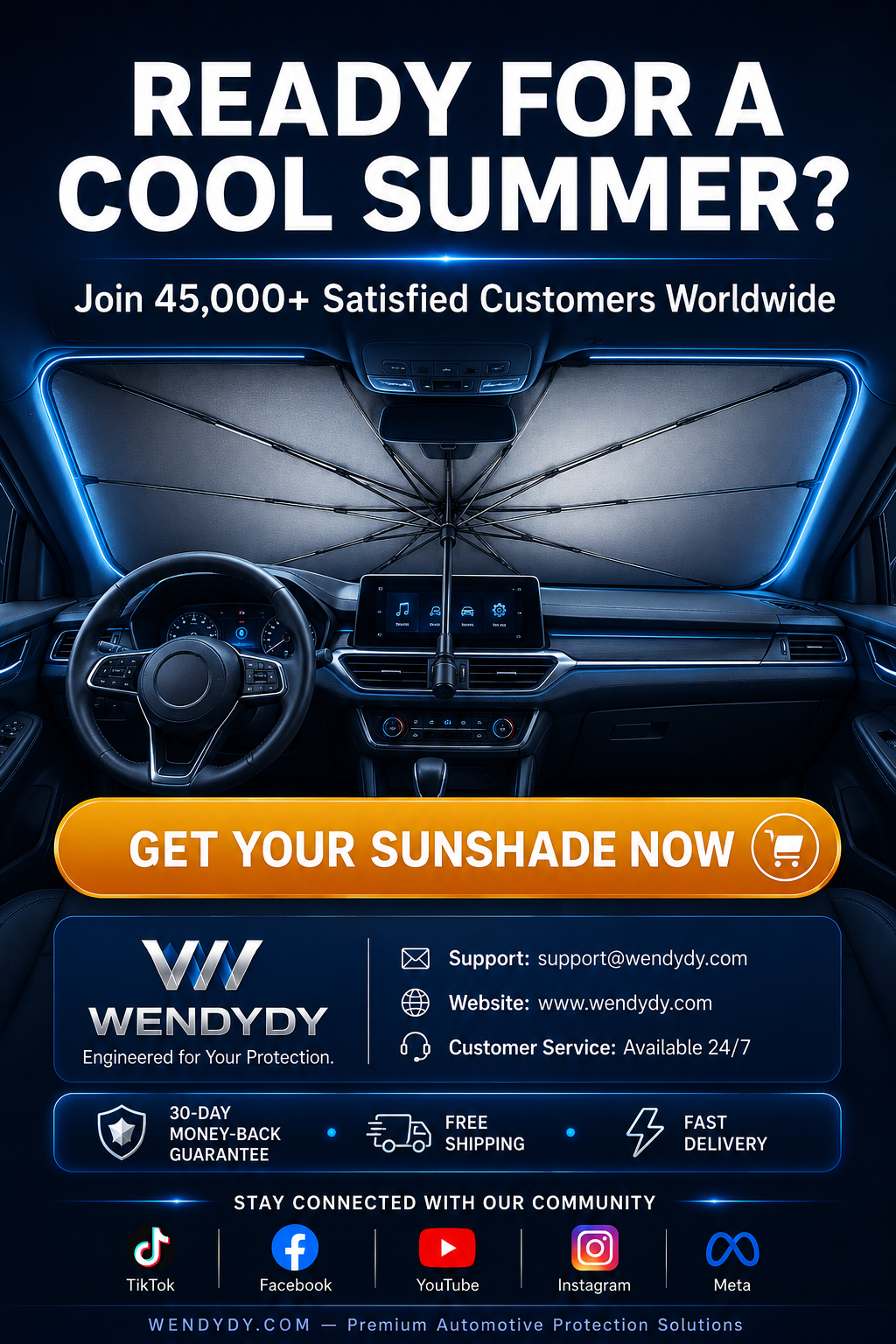🚗 Foldable Car Sunshade Umbrella – Reflective Windshield Heat & UV Protection ☀️