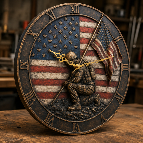 🇺🇸 American Flag Veteran Tribute Wall Clock