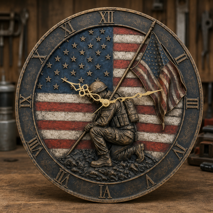 🇺🇸 American Flag Veteran Tribute Wall Clock