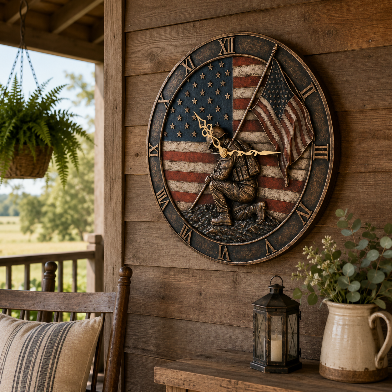 🇺🇸 American Flag Veteran Tribute Wall Clock