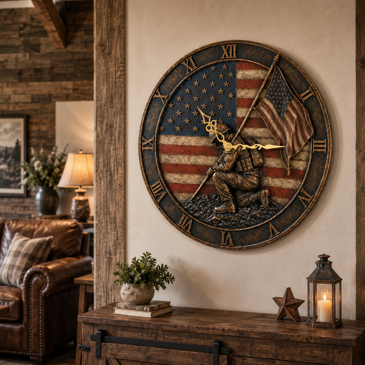 🇺🇸 American Flag Veteran Tribute Wall Clock