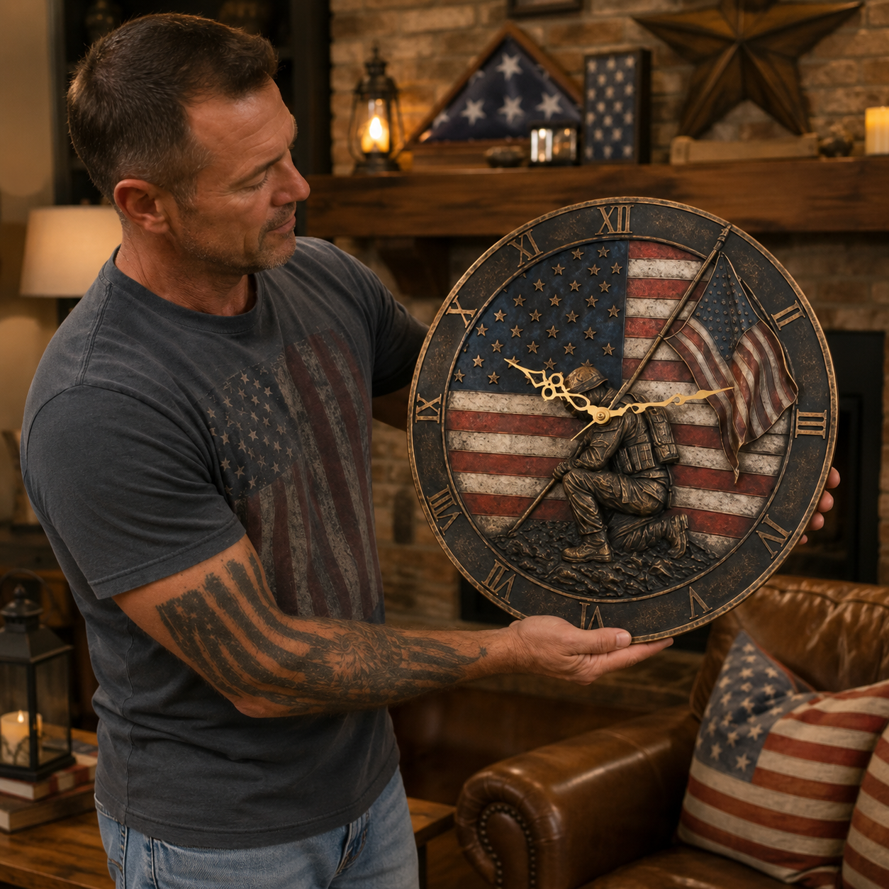 🇺🇸 American Flag Veteran Tribute Wall Clock