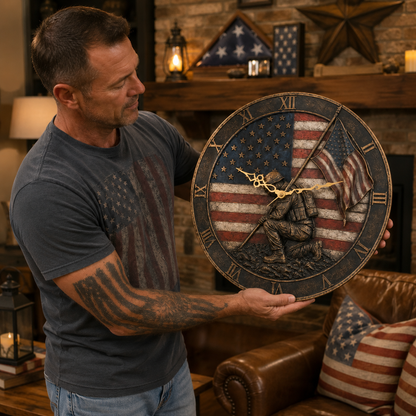 🇺🇸 American Flag Veteran Tribute Wall Clock