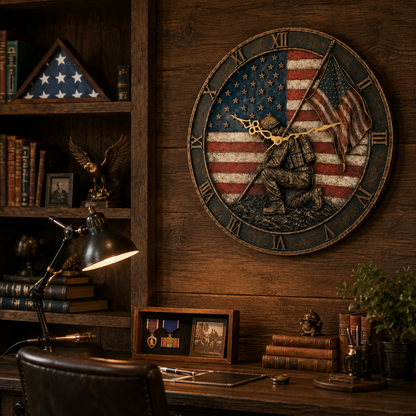 🇺🇸 American Flag Veteran Tribute Wall Clock