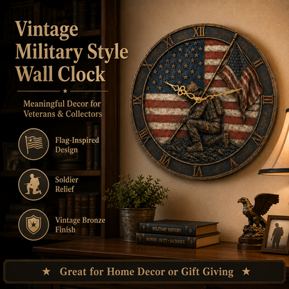 🇺🇸 American Flag Veteran Tribute Wall Clock