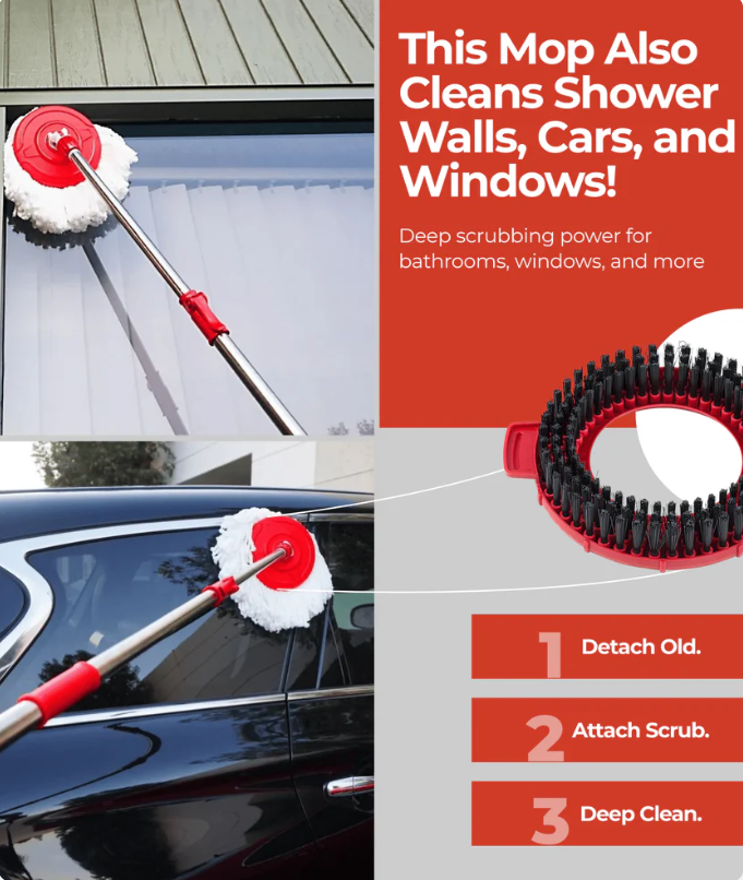 Spin Mop &amp; Bucket System with Detachable Scrub Brush