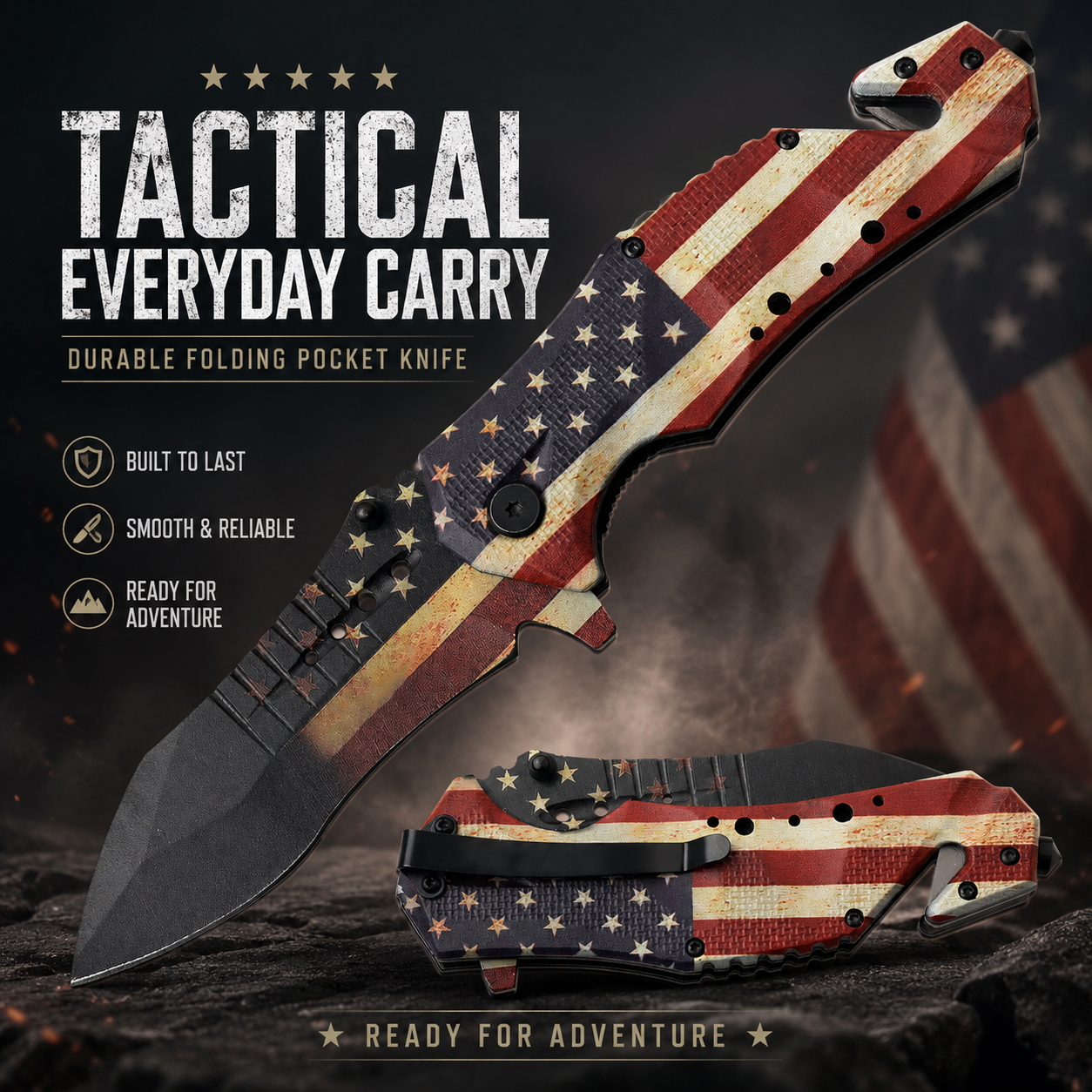 🇺🇸 American Flag Tactical Folding Knife