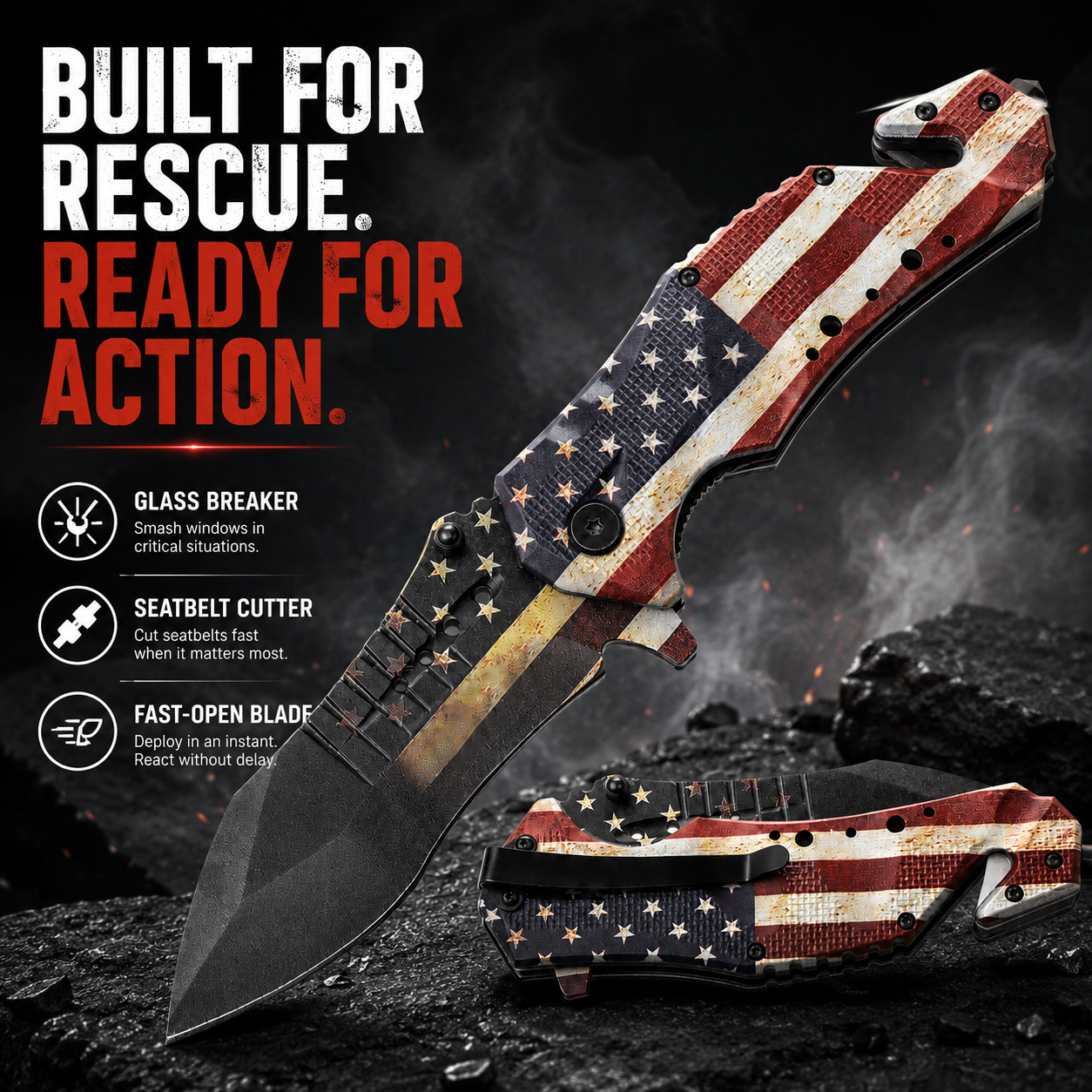 🇺🇸 American Flag Tactical Folding Knife