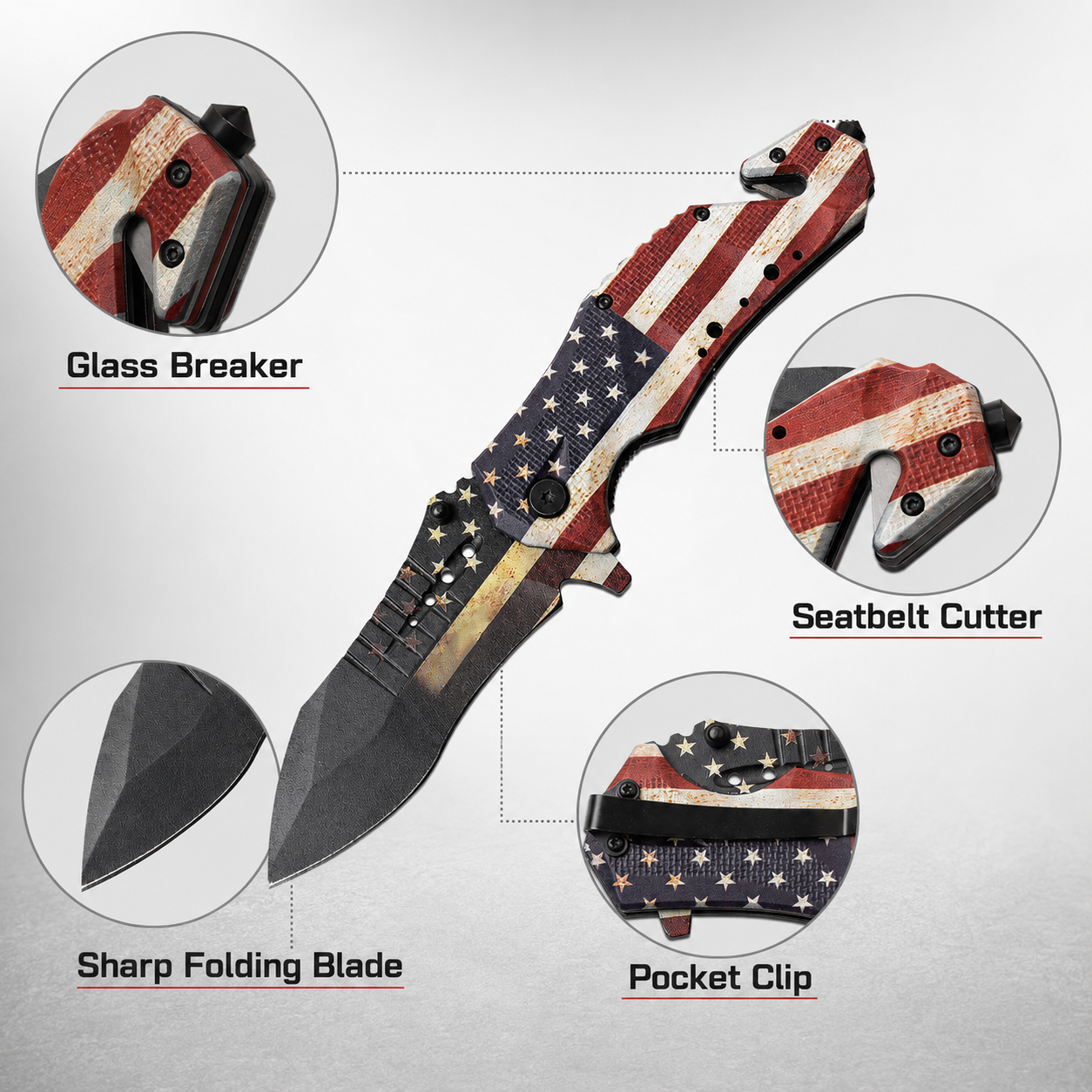 🇺🇸 American Flag Tactical Folding Knife