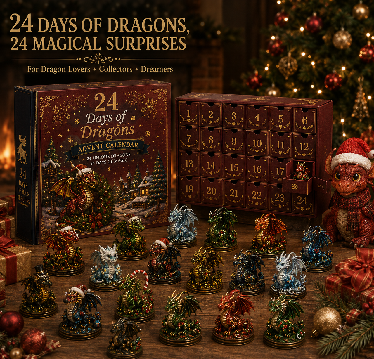 🐉 24 Days of Dragons Advent Calendar – 24 Unique Dragons, 24 Magical Christmas Surprises 🎄✨