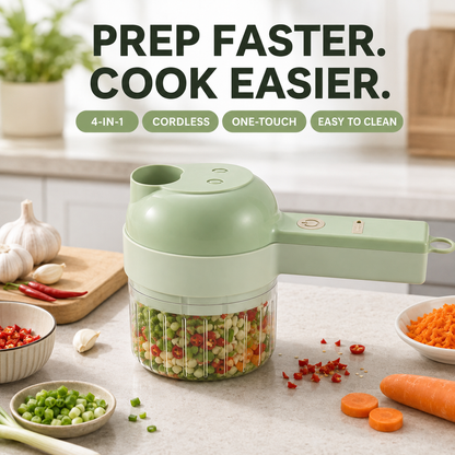 🥗 4-in-1 Portable Electric Vegetable Cutter – Chop · Slice · Dice · Shred