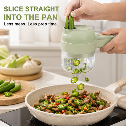 🥗 4-in-1 Portable Electric Vegetable Cutter – Chop · Slice · Dice · Shred