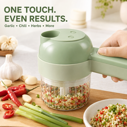 🥗 4-in-1 Portable Electric Vegetable Cutter – Chop · Slice · Dice · Shred