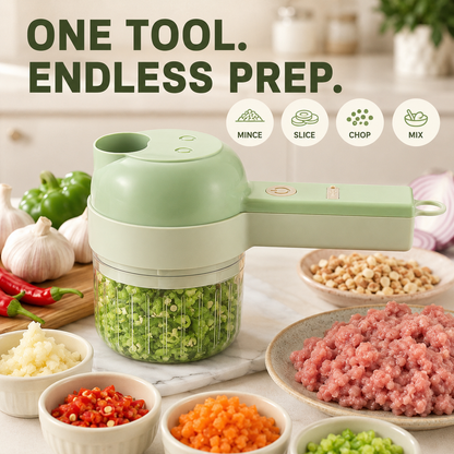 🥗 4-in-1 Portable Electric Vegetable Cutter – Chop · Slice · Dice · Shred