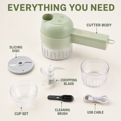 🥗 4-in-1 Portable Electric Vegetable Cutter – Chop · Slice · Dice · Shred
