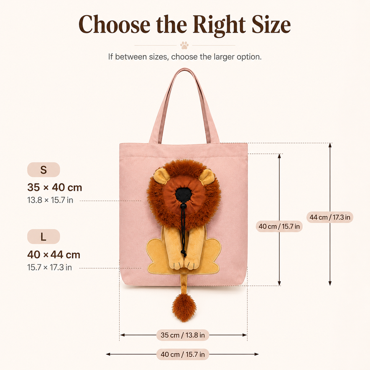 🦁 Lion-Shaped Pet Shoulder Bag – Cute Canvas Cat Carrier with Adjustable Head Opening & Soft Plush Details 🐱