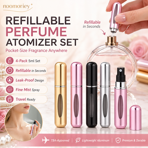 ✨ 4-Pack 5ml Refillable Perfume Atomizer Set – Leak-Proof Travel Spray Bottles