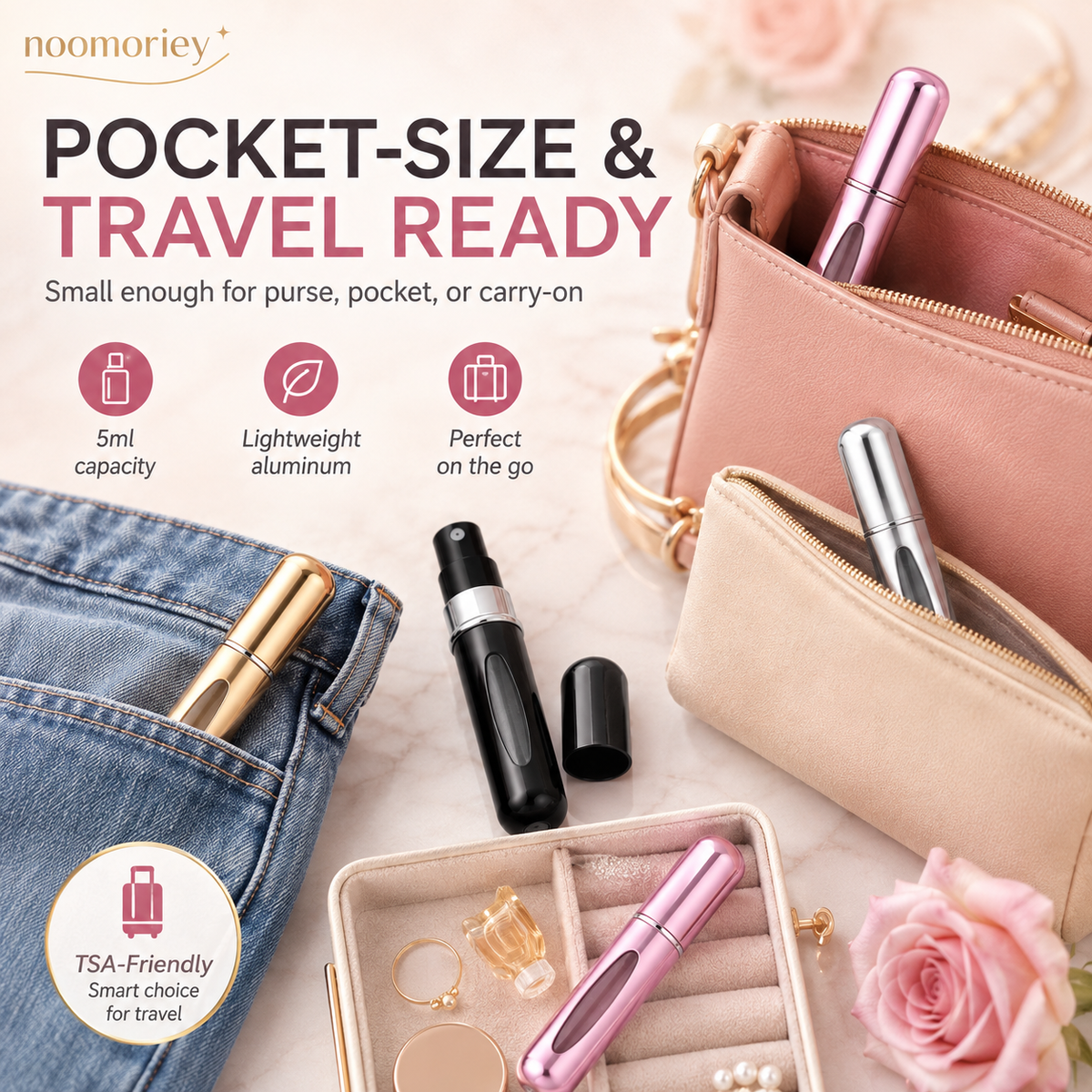 ✨ 4-Pack 5ml Refillable Perfume Atomizer Set – Leak-Proof Travel Spray Bottles