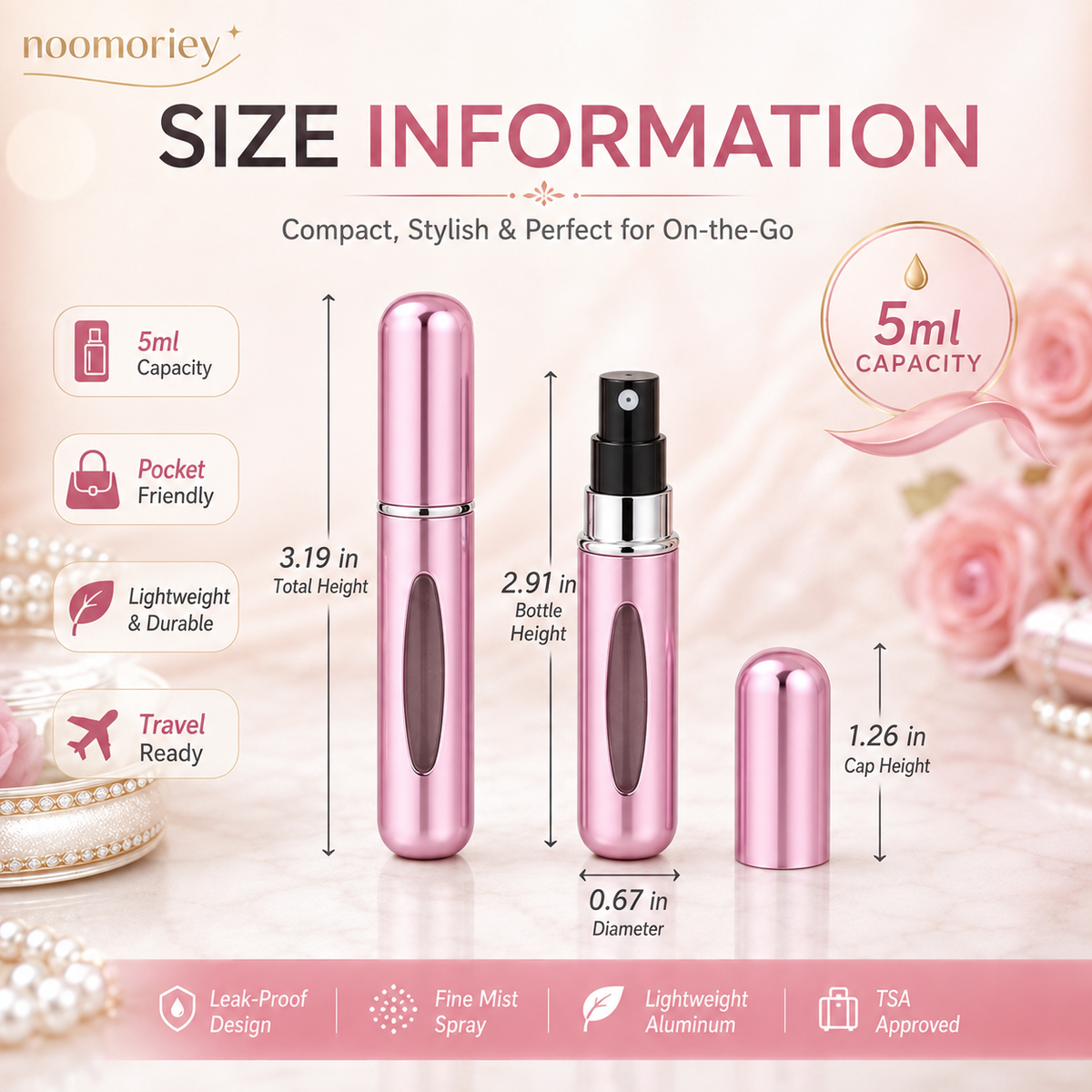 ✨ 4-Pack 5ml Refillable Perfume Atomizer Set – Leak-Proof Travel Spray Bottles