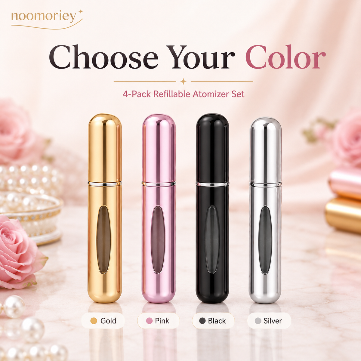 ✨ 4-Pack 5ml Refillable Perfume Atomizer Set – Leak-Proof Travel Spray Bottles
