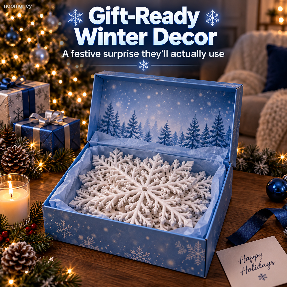 ❄️6 PCS LED Snowflake Wall Lights  – Blue & White Christmas Holiday Decor