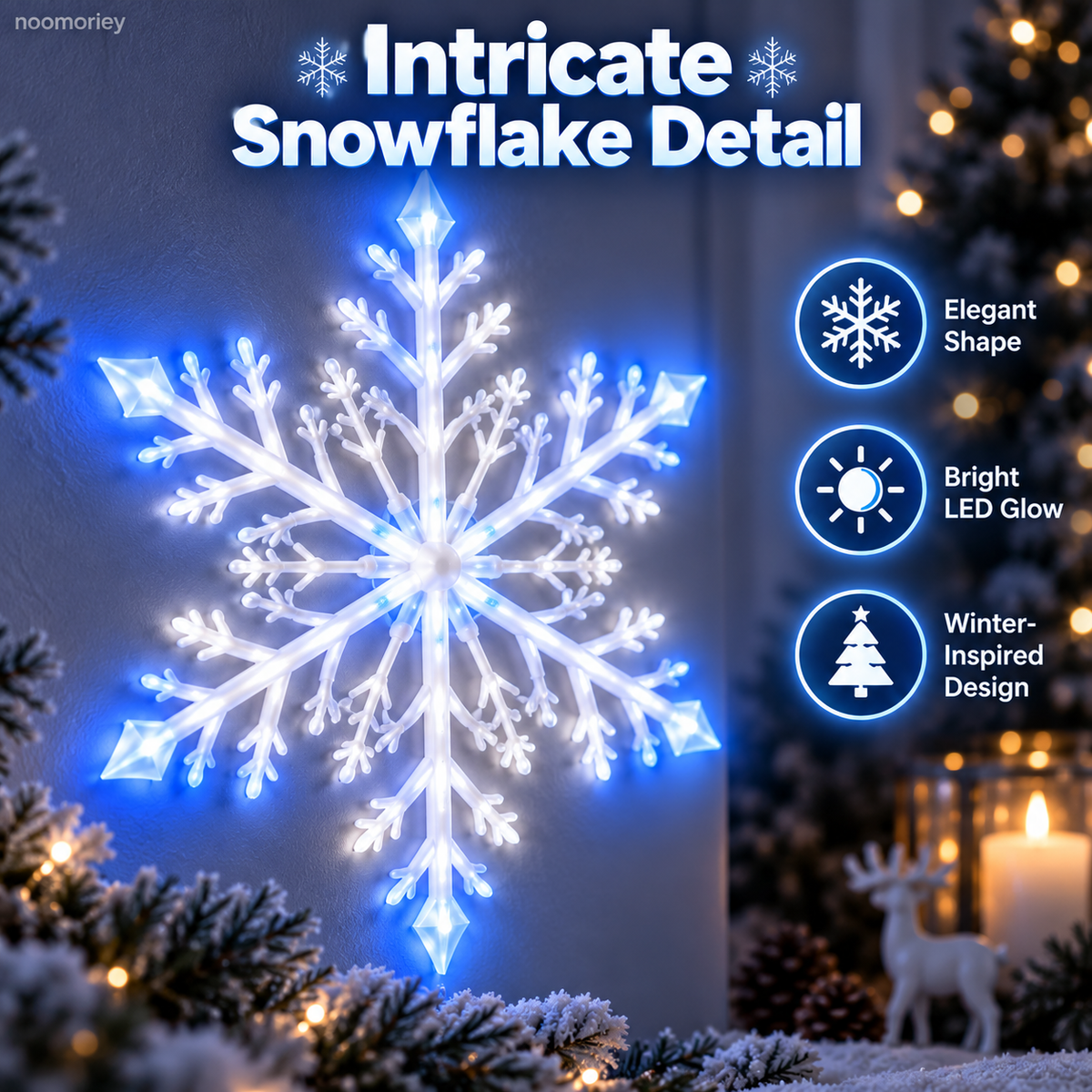 ❄️6 PCS LED Snowflake Wall Lights  – Blue & White Christmas Holiday Decor