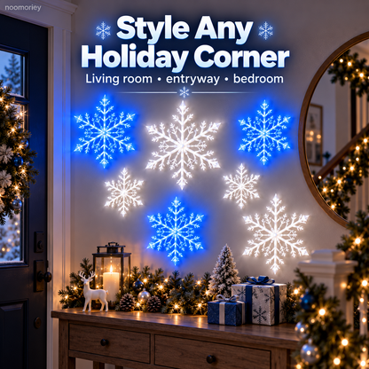 ❄️6 PCS LED Snowflake Wall Lights  – Blue & White Christmas Holiday Decor