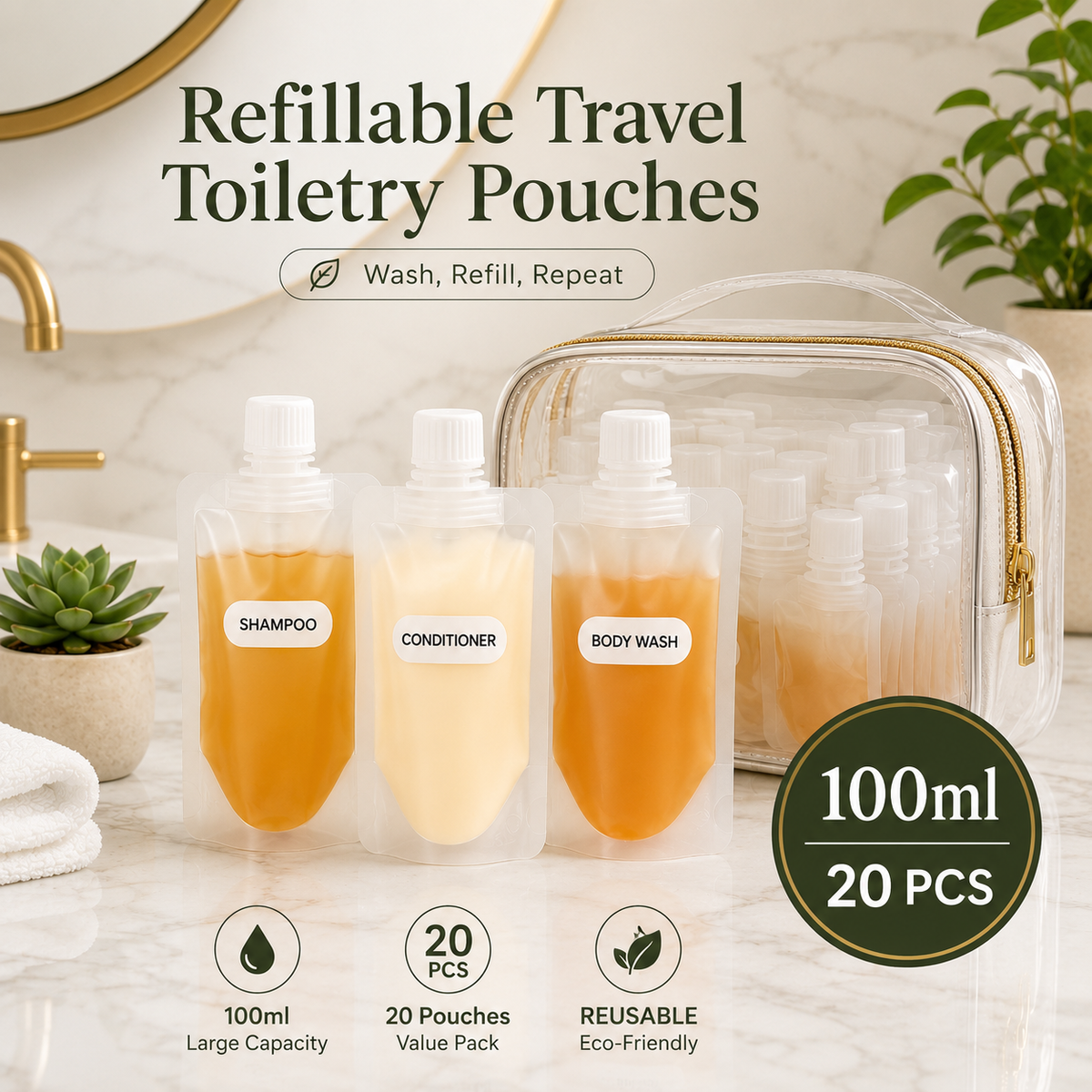 ✈️ Travel Sale-Leak Proof Toiletry Sample Bags