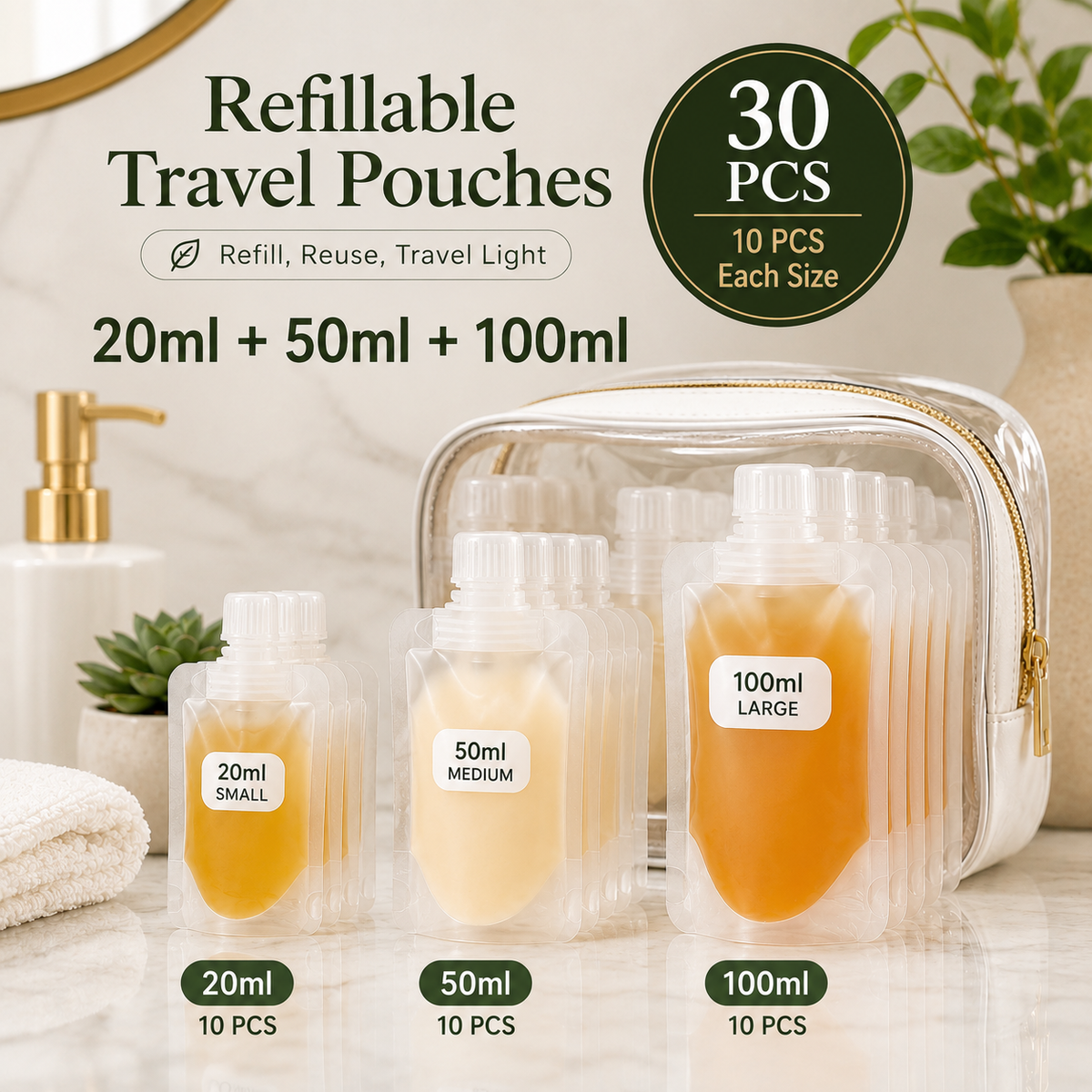 ✈️ Travel Sale-Leak Proof Toiletry Sample Bags