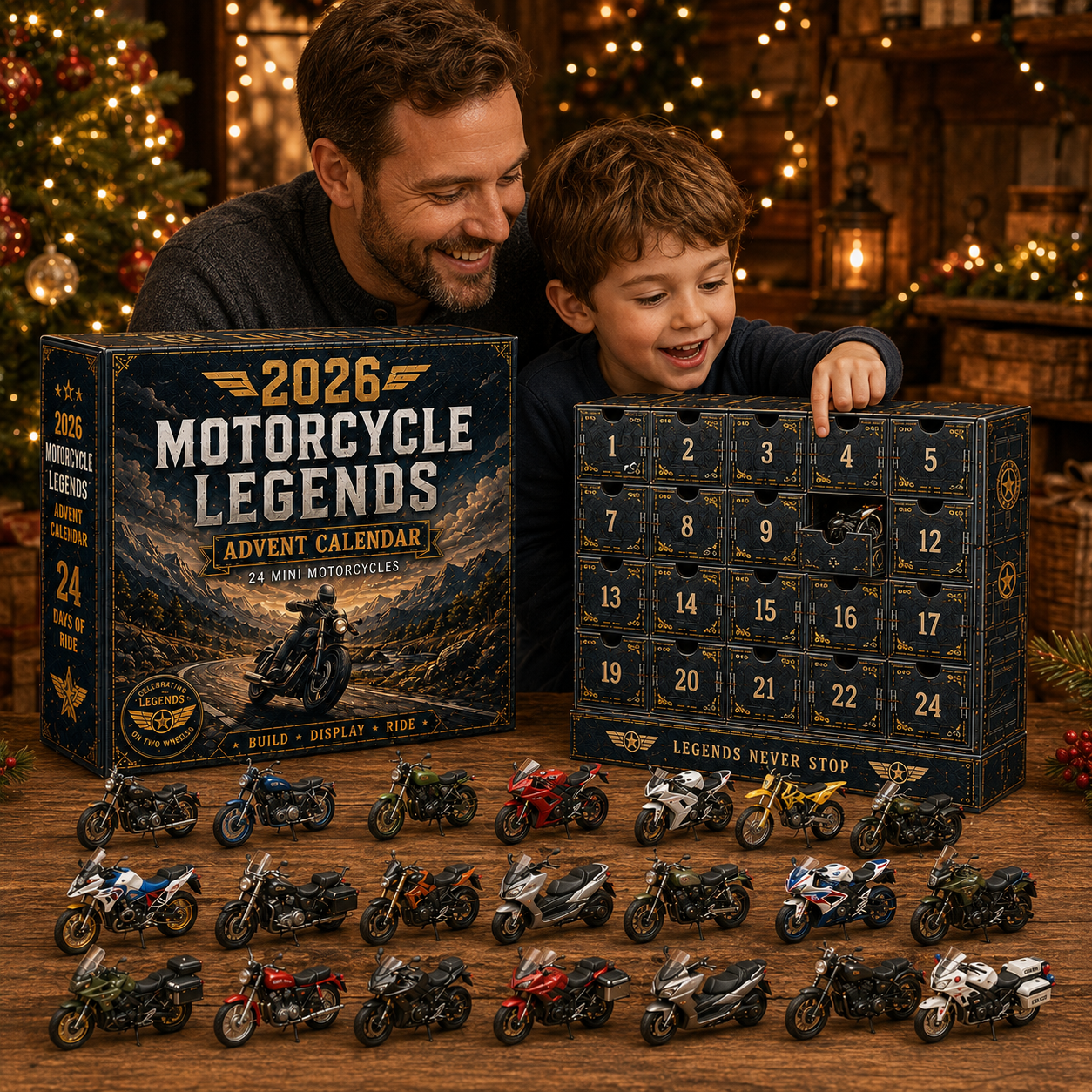 🏍️ 2026 Motorcycle Legends Advent Calendar – 24 Iconic Mini Bikes