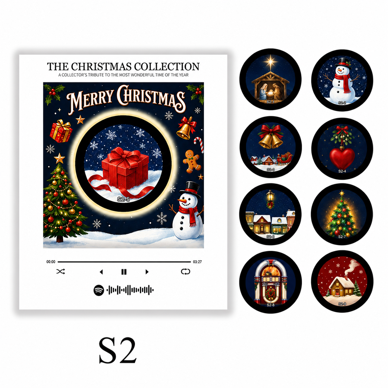 Christmas Vinyl Player Fridge Record NFC Magnetic Music Box Set