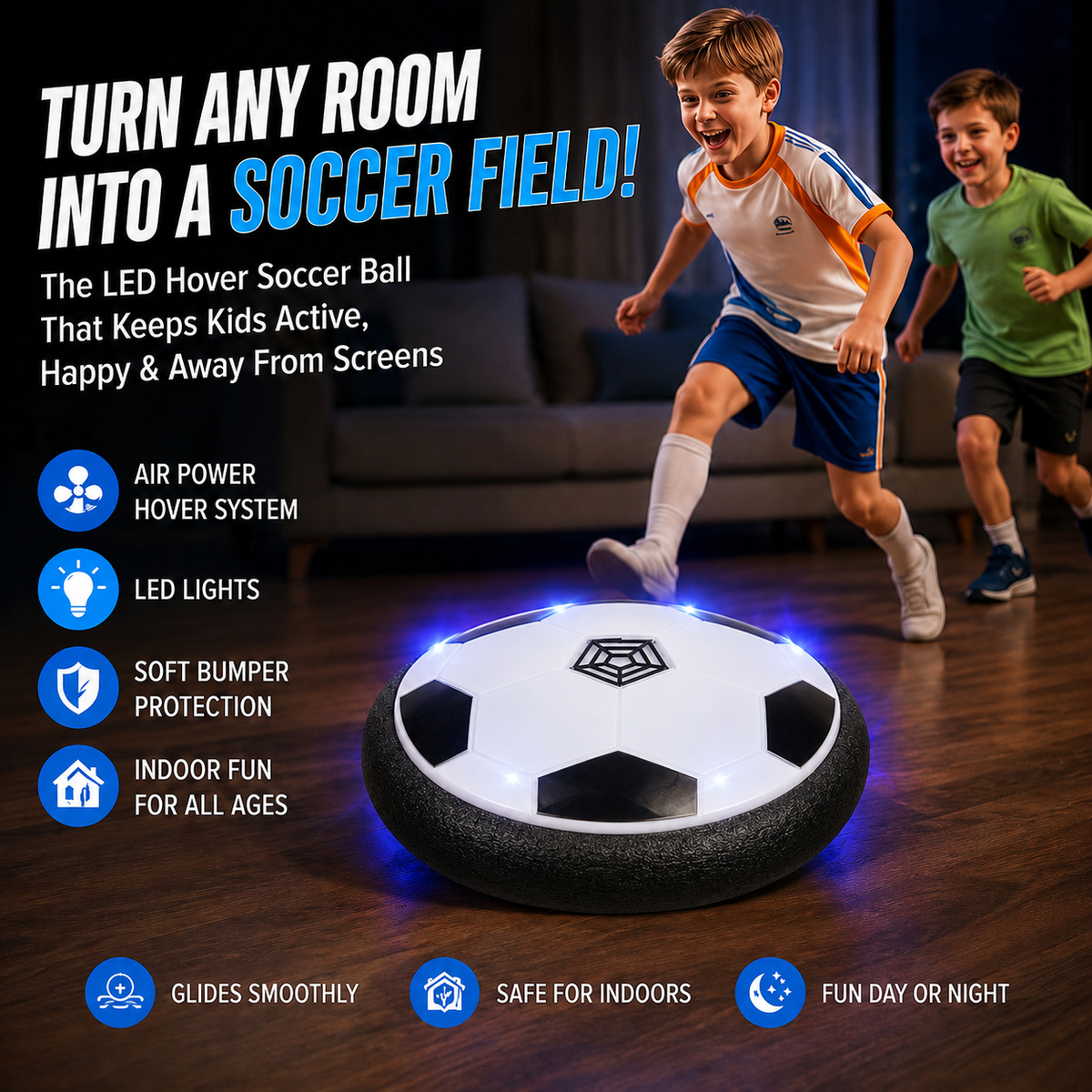 ⚽ Turn Any Room Into A Soccer Field! The LED Hover Soccer Ball That Keeps Kids Active, Entertained & Away From Screens