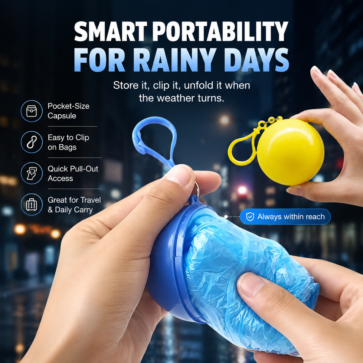 ☔ Portable Compact Raincoat – Pocket Emergency Rain Poncho