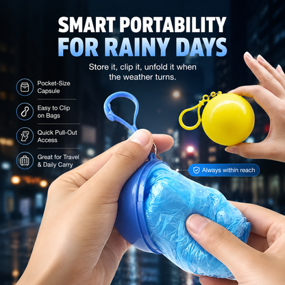 ☔ Portable Compact Raincoat – Pocket Emergency Rain Poncho