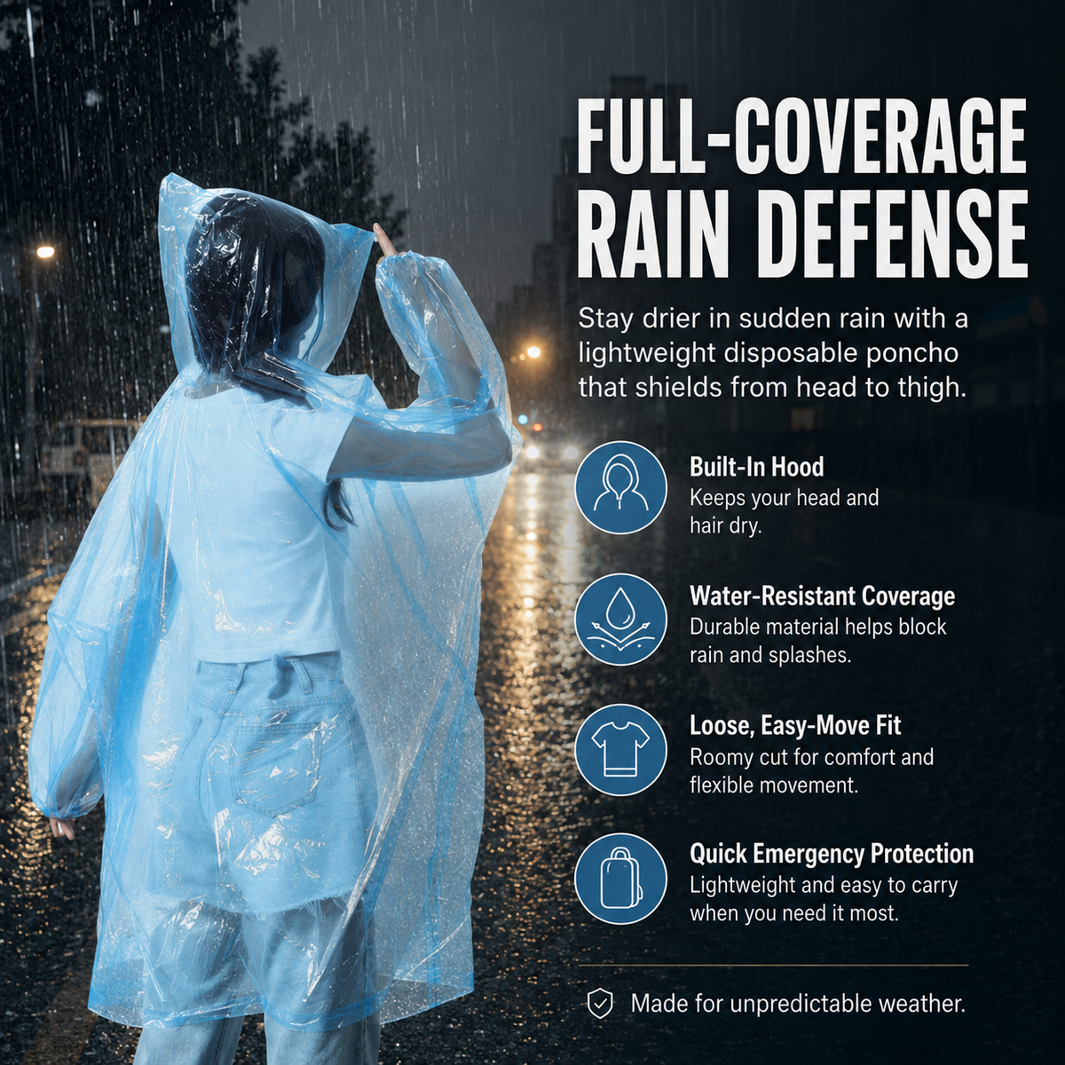☔ Portable Compact Raincoat – Pocket Emergency Rain Poncho
