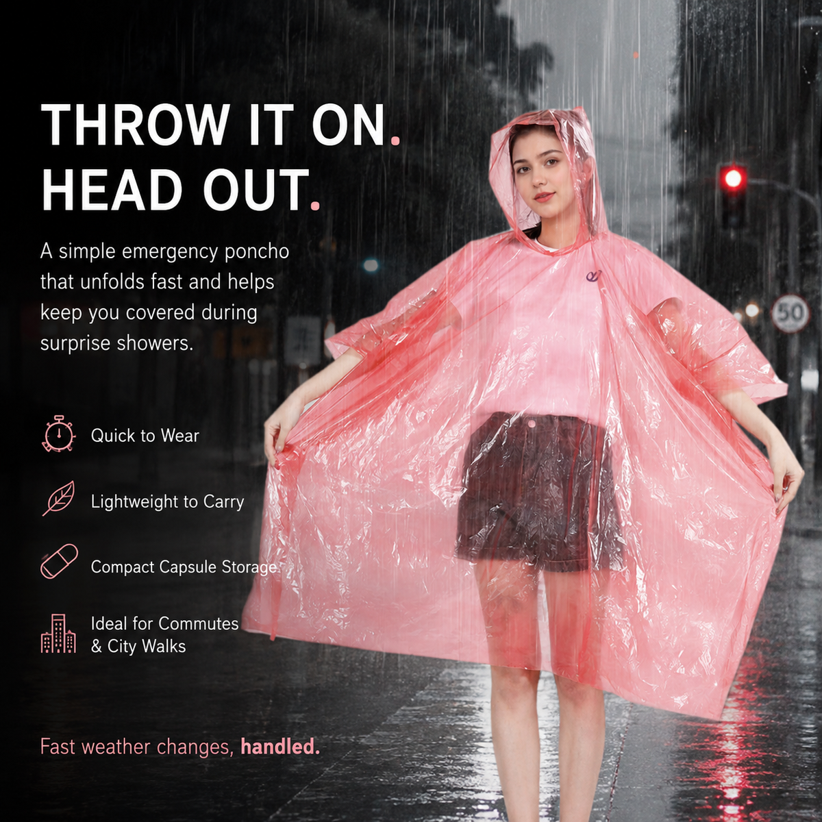 ☔ Portable Compact Raincoat – Pocket Emergency Rain Poncho