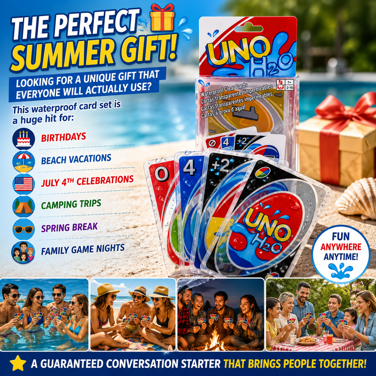 💦🎉 Splash, Play & Win – The Ultimate Waterproof Card Game! 🎉💦