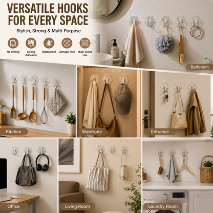 ✨ Self-Adhesive Waterproof Wall Hooks – No Drill Heavy Duty Towel & Robe Holder 🏠