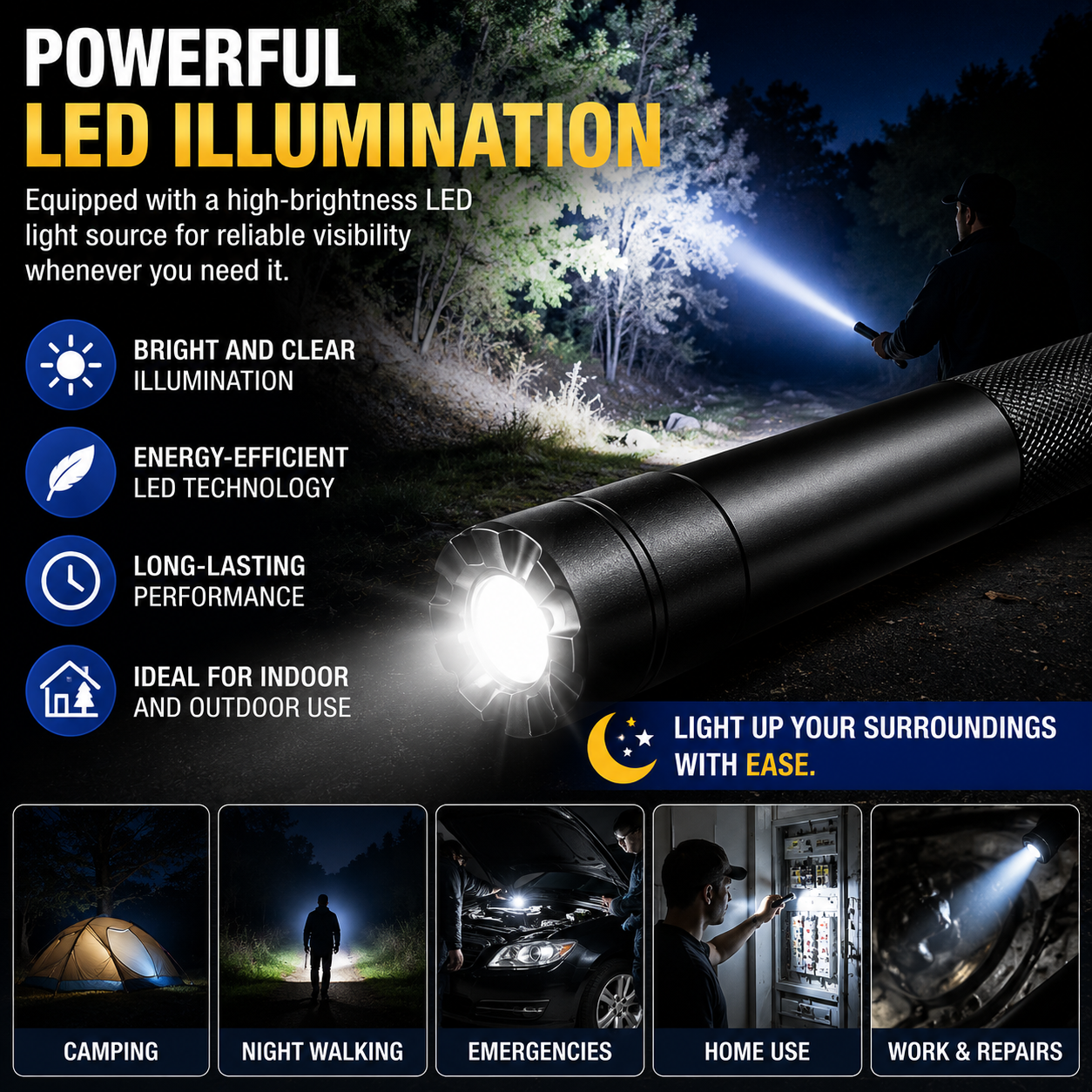 🔦 Tactical LED Flashlight Baton
