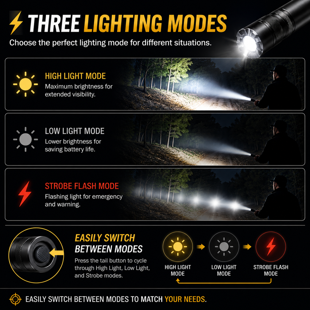 🔦 Tactical LED Flashlight Baton