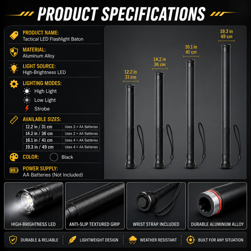 🔦 Tactical LED Flashlight Baton