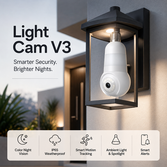 🚨 2K Light Bulb Security Camera – Wireless 360° Home Surveillance System with Night Vision & Two-Way Audio